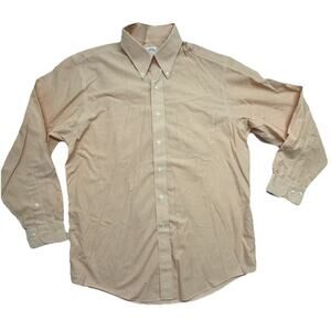 Brooks Brothers Mens Orange Stripe Cotton Dress Shirt 16.5 MSRP $125